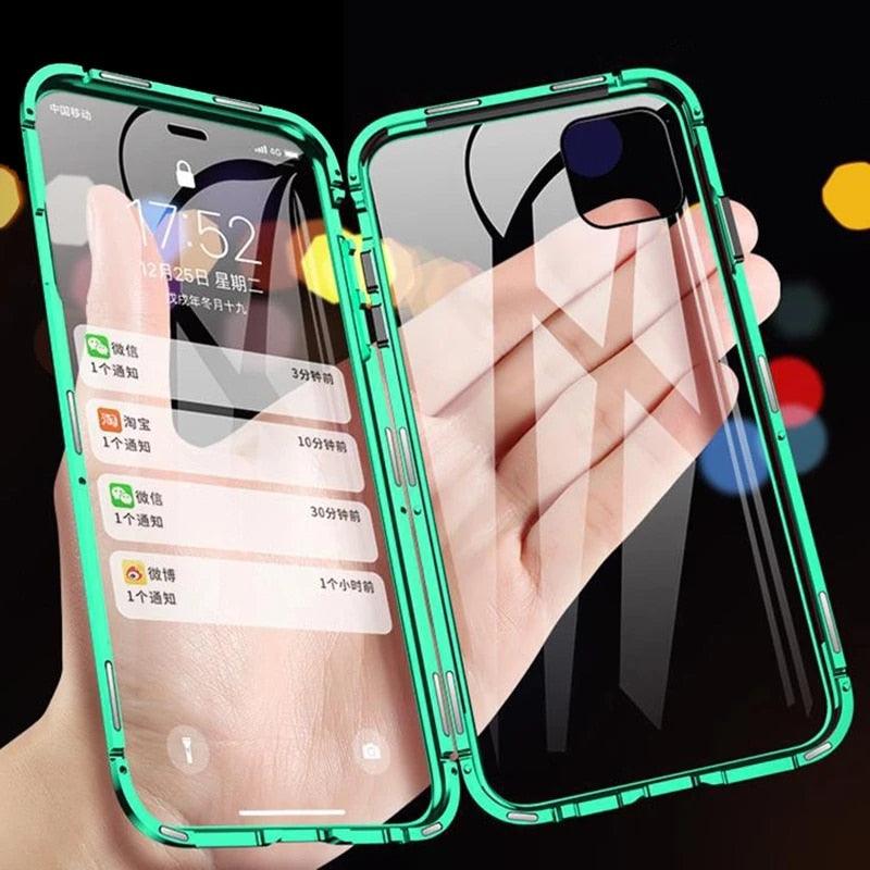 Capa Magnética Blindada para iPhone com Dupla Proteção Case Glass