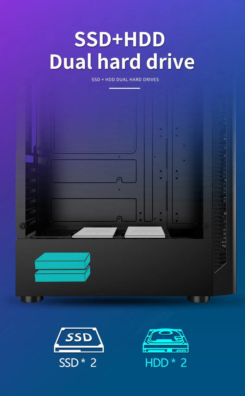 ATX Gaming Computer Cases, Custom PC Case, Desktop Casing para Gamer, Gabinete de Melhor Qualidade