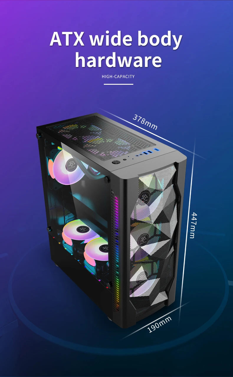 ATX Gaming Computer Cases, Custom PC Case, Desktop Casing para Gamer, Gabinete de Melhor Qualidade